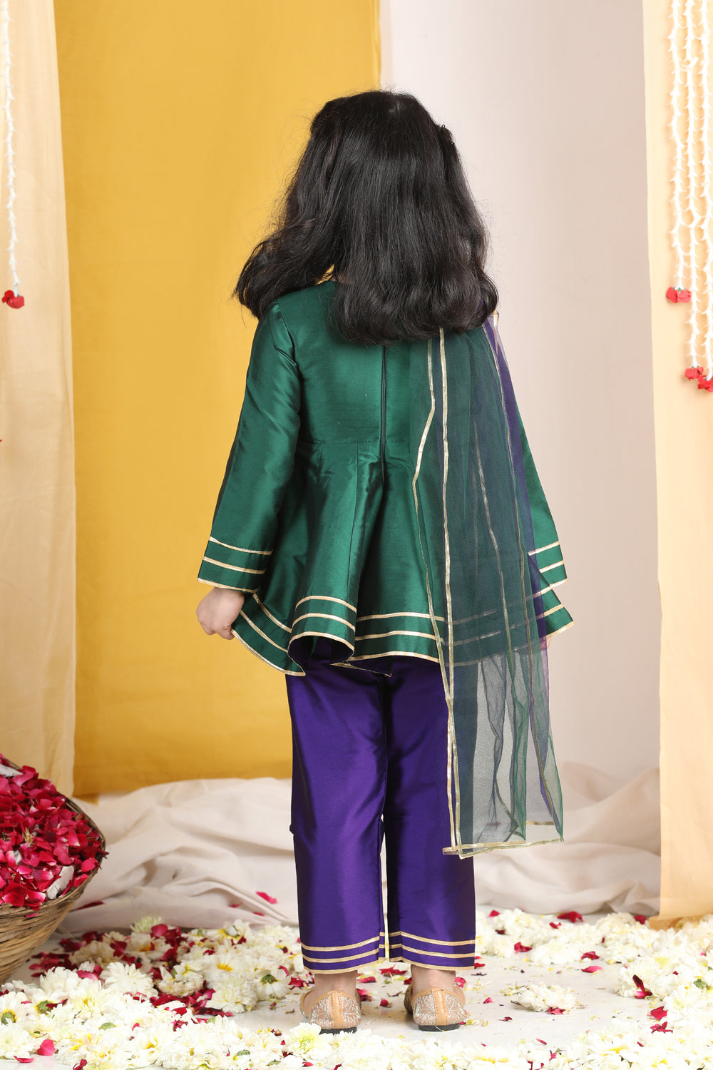 Peplum Suit With Embroidery On Yoke