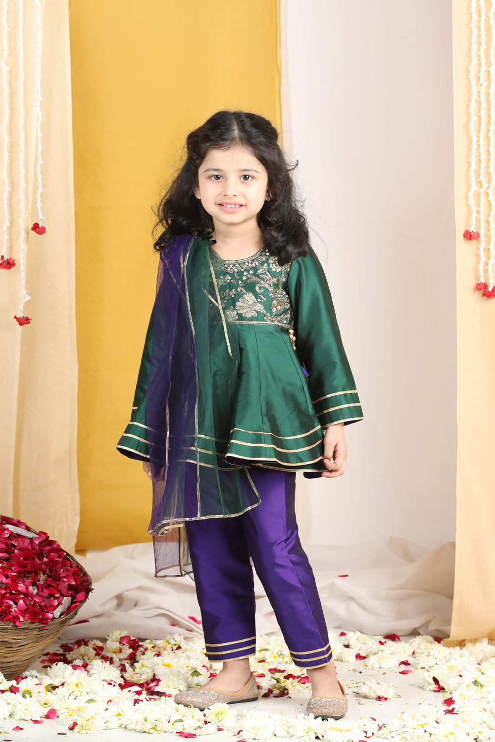Peplum Suit With Embroidery On Yoke