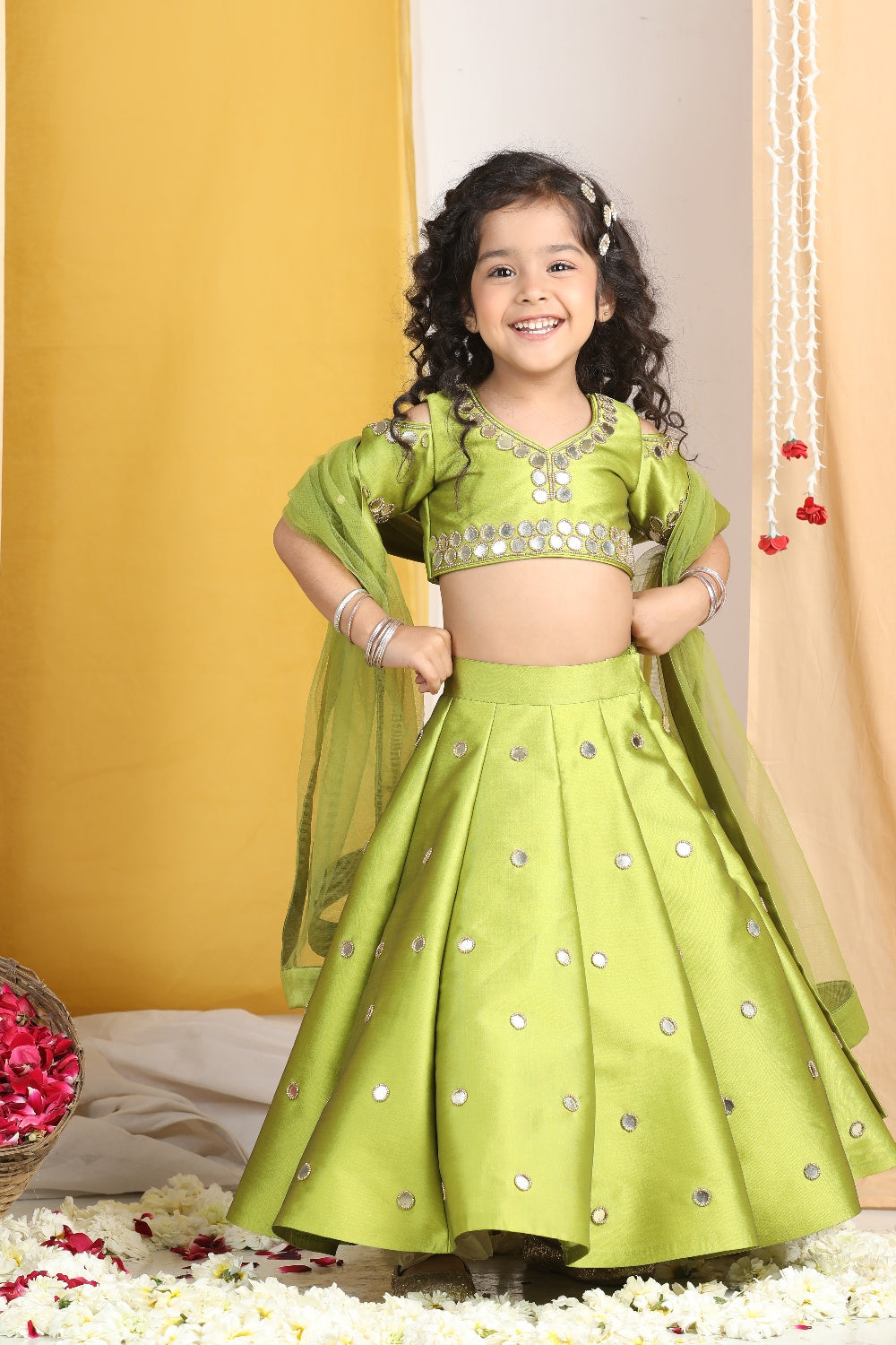 Mirror Work Lehanga N Blouse Work  With Duppatta