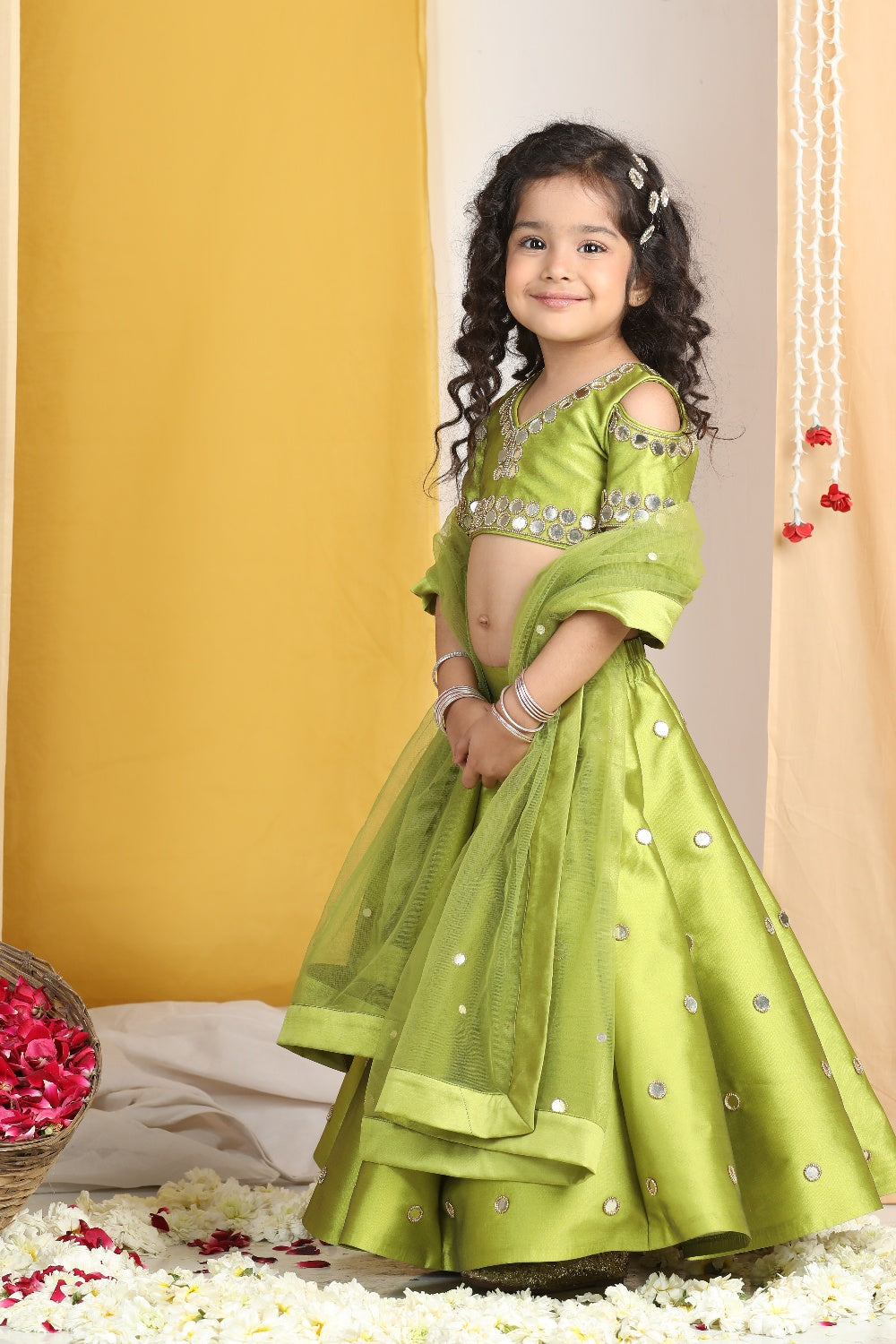 Mirror Work Lehanga N Blouse Work  With Duppatta