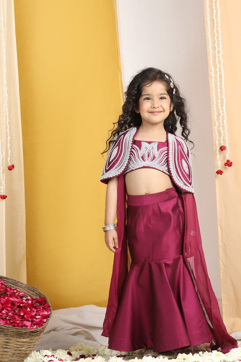 Moti Hand Work On Cape N Blouse With Fish Cut Lehanga