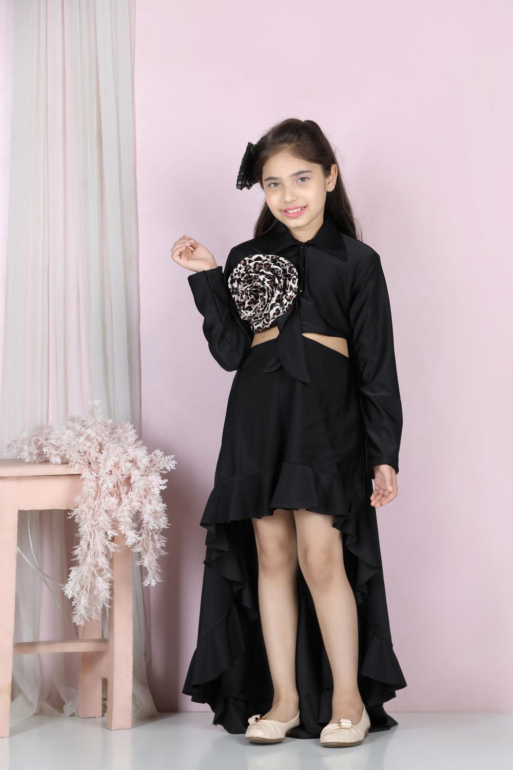 Dress With Cut On Sides And Flower Detailing