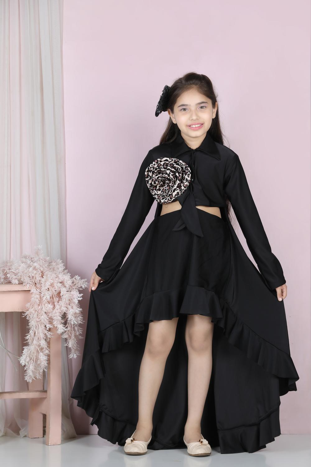 Dress With Cut On Sides And Flower Detailing