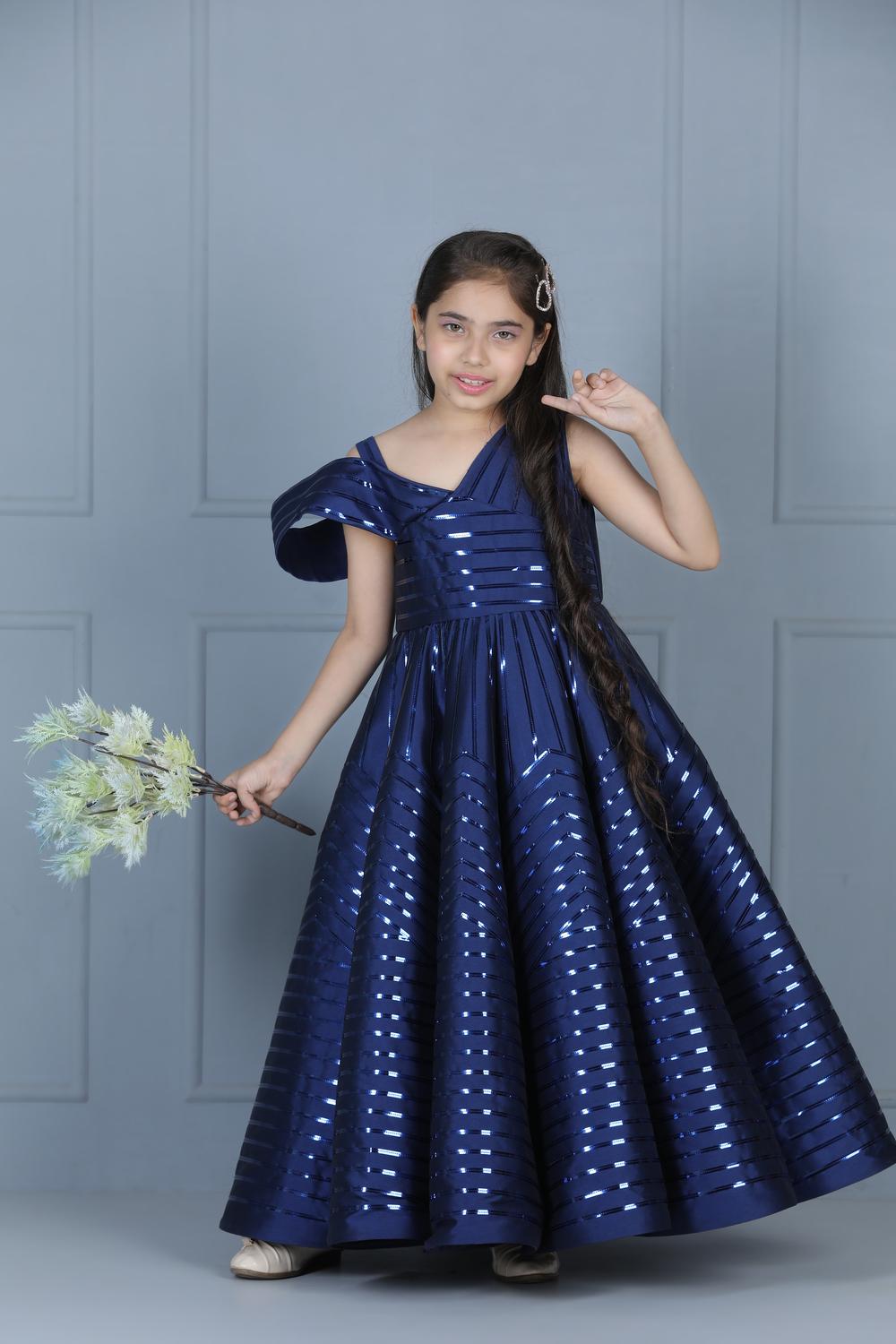 Glossy Taping Embllished Gown