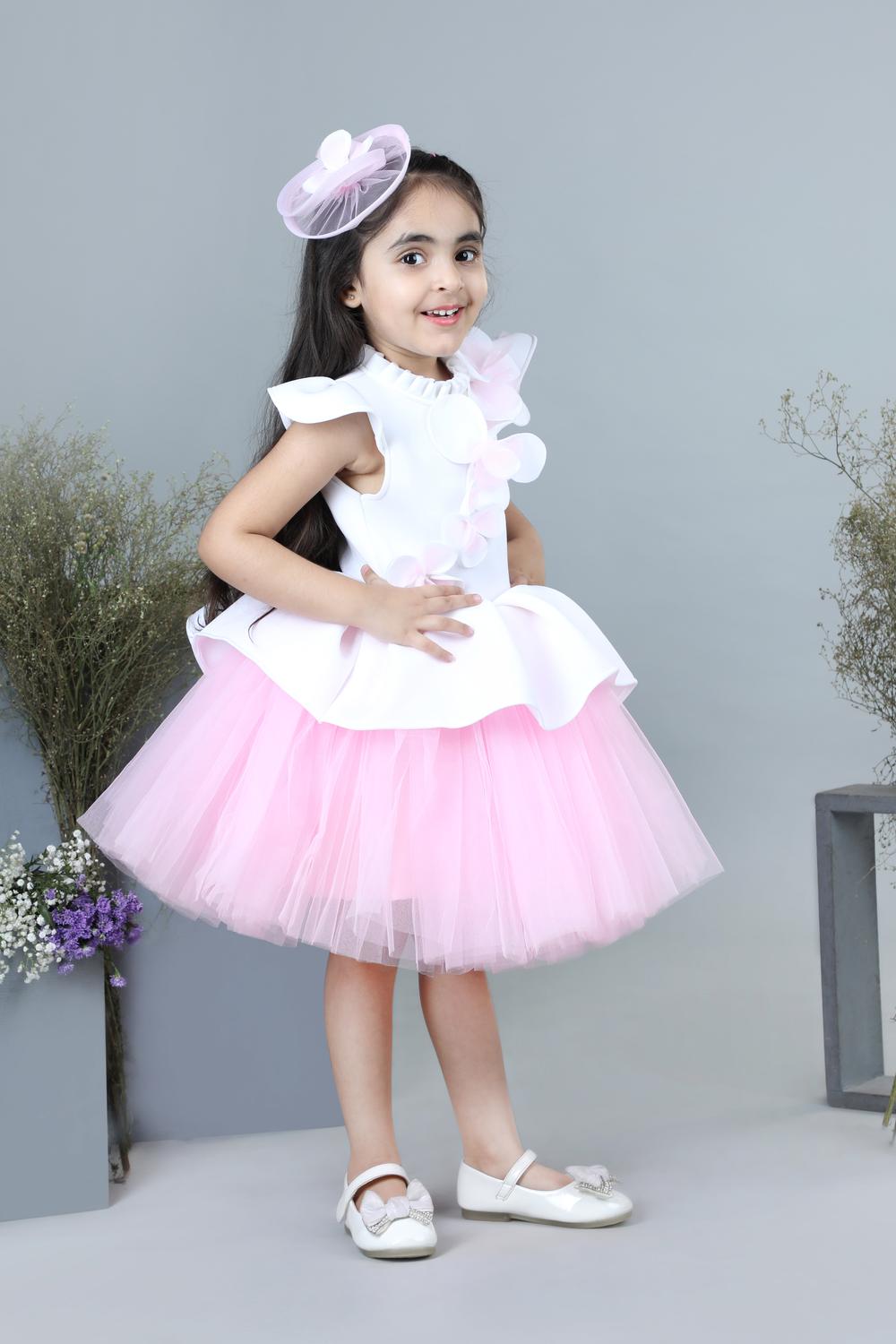 White Dress With 3D Flowers