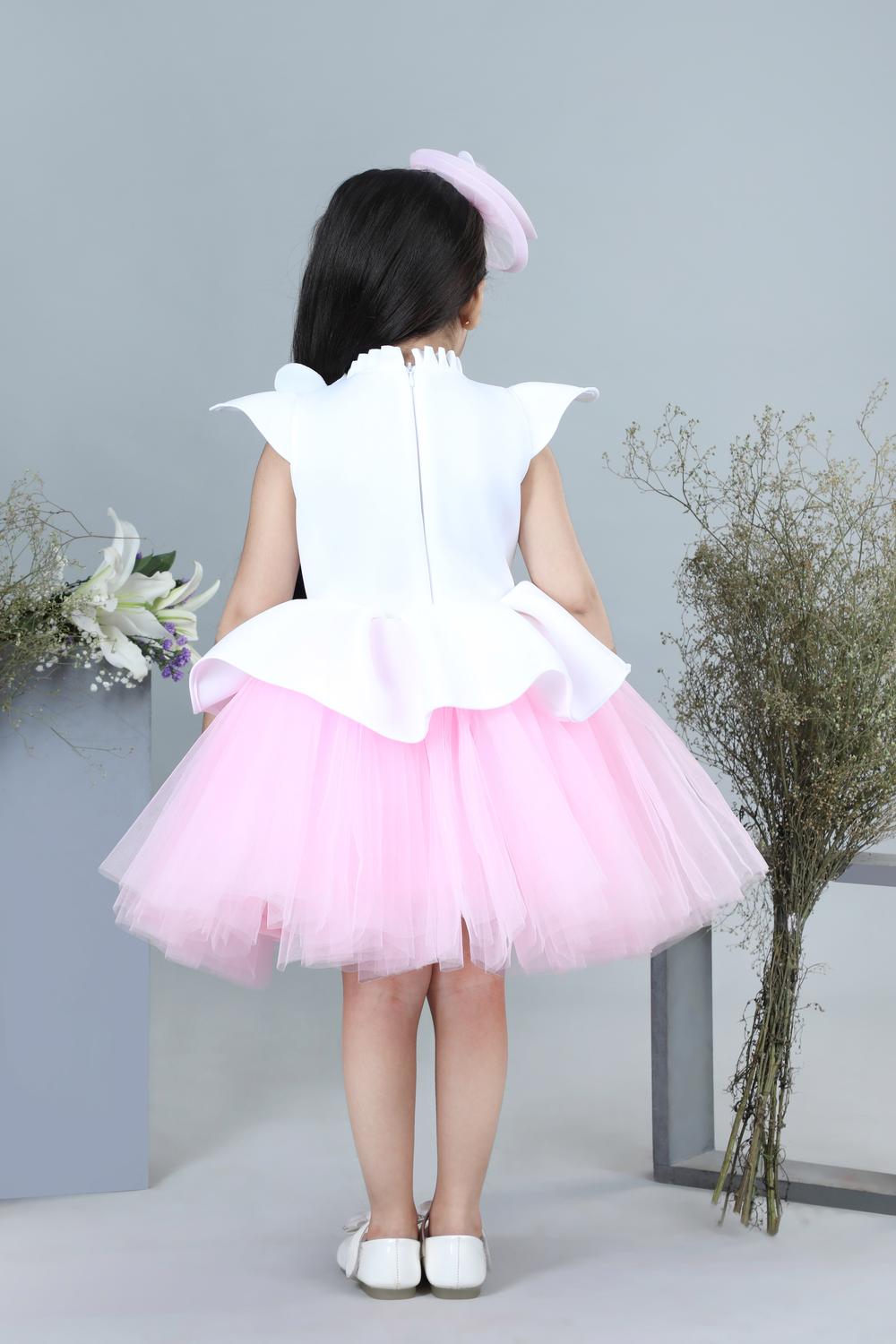 White Dress With 3D Flowers
