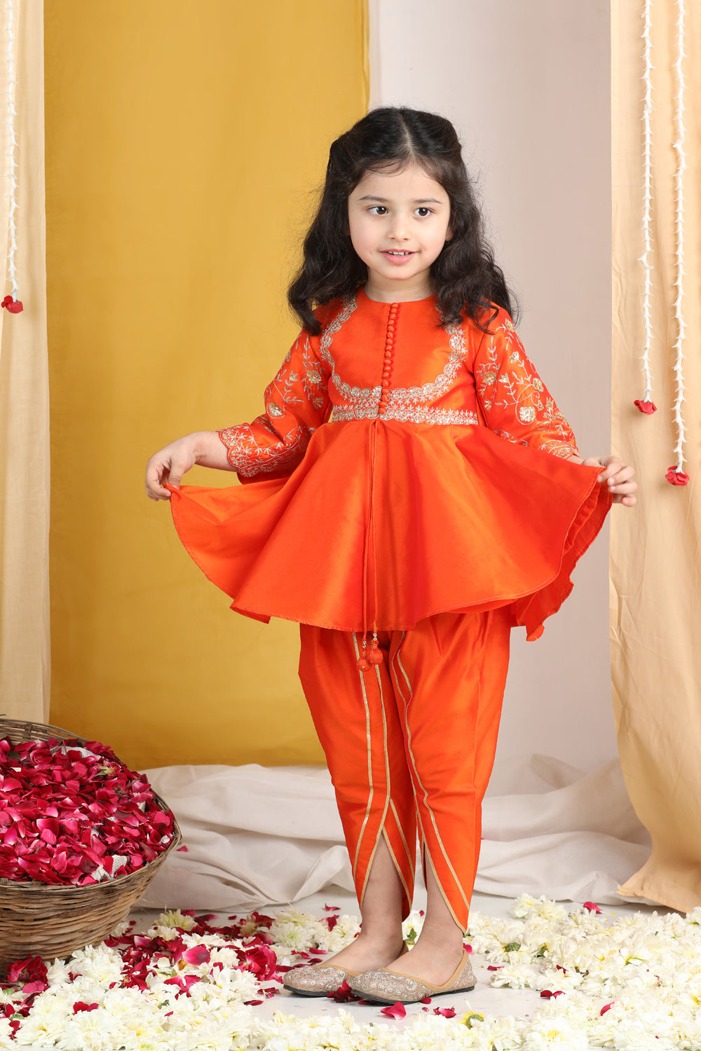 Girl Peplum Suit With Embroidery