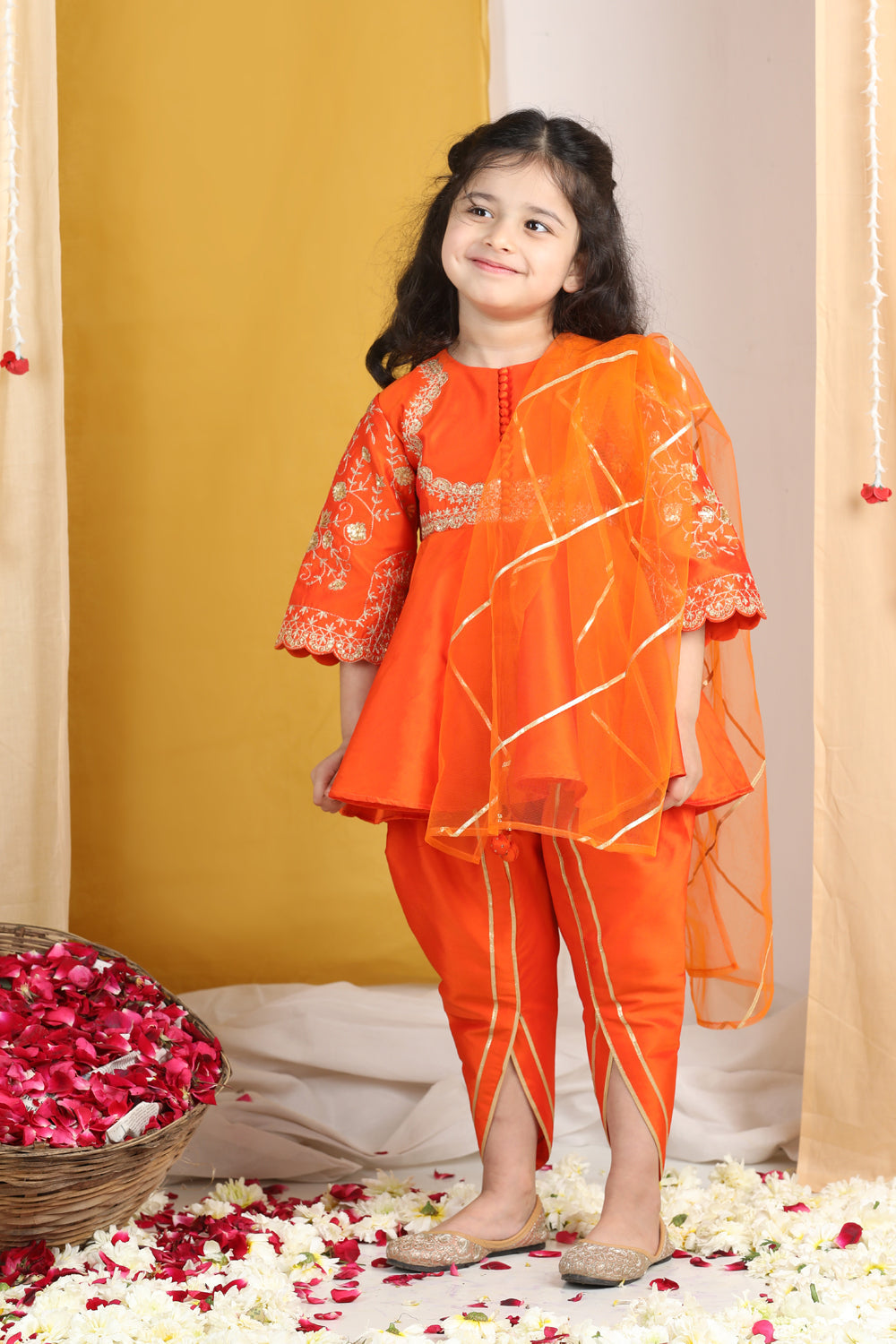Girl Peplum Suit With Embroidery
