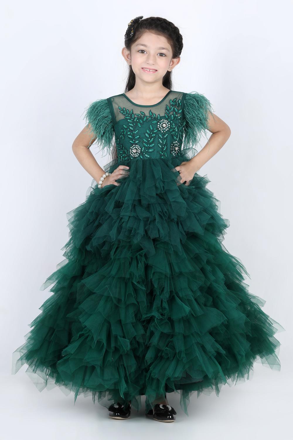 Tuelle Dress With  Thread Embroidery And Swarovski Embellished Empire