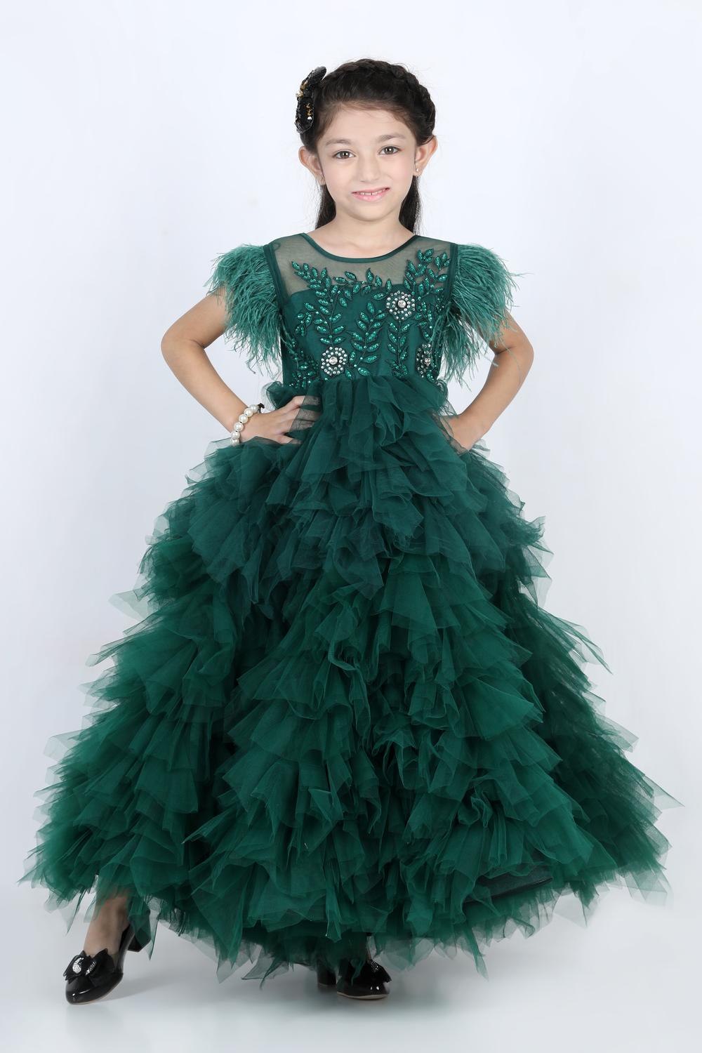 Tuelle Dress With  Thread Embroidery And Swarovski Embellished Empire