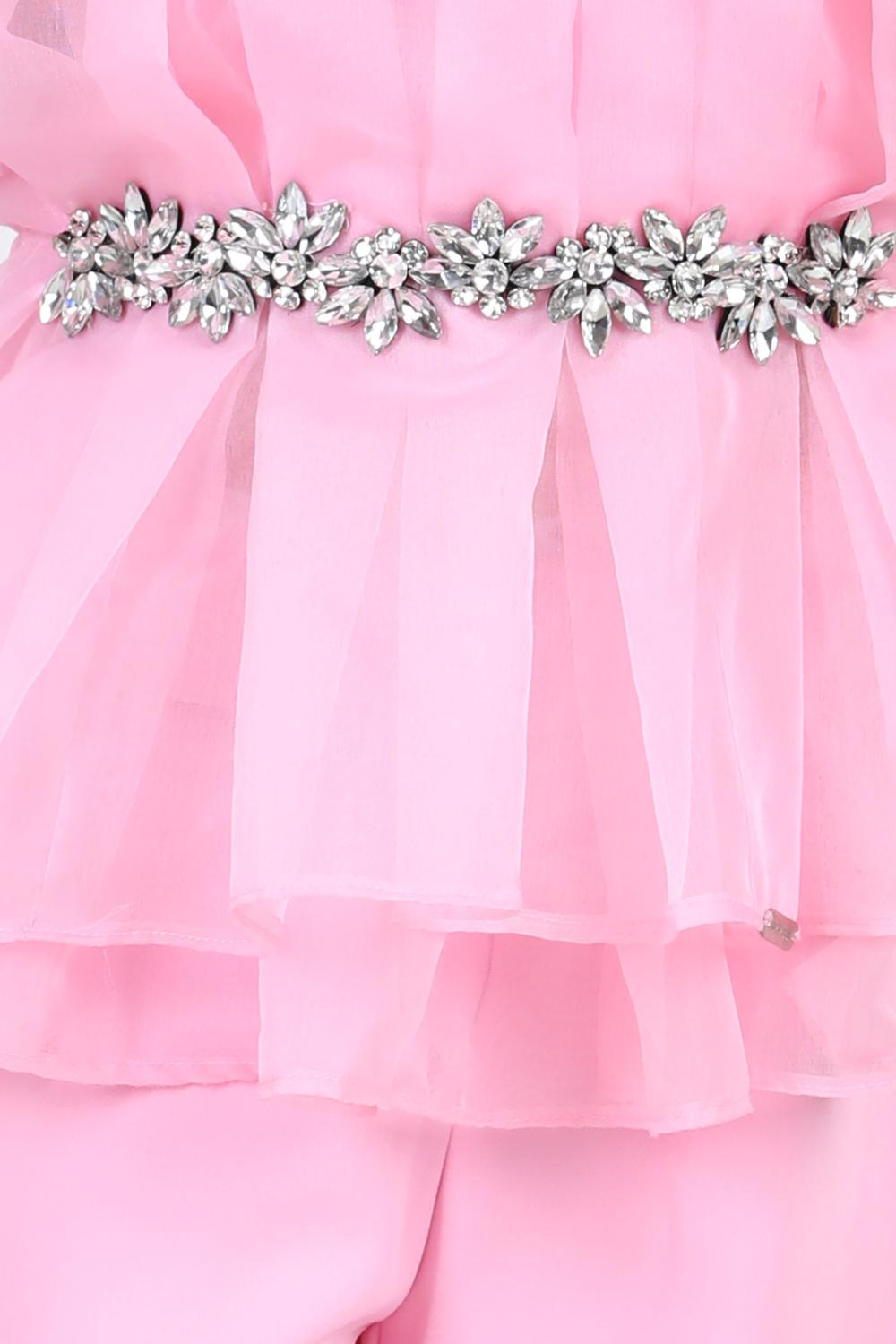 Organza Top Embellished With Swarovski Broach And Matching Pants