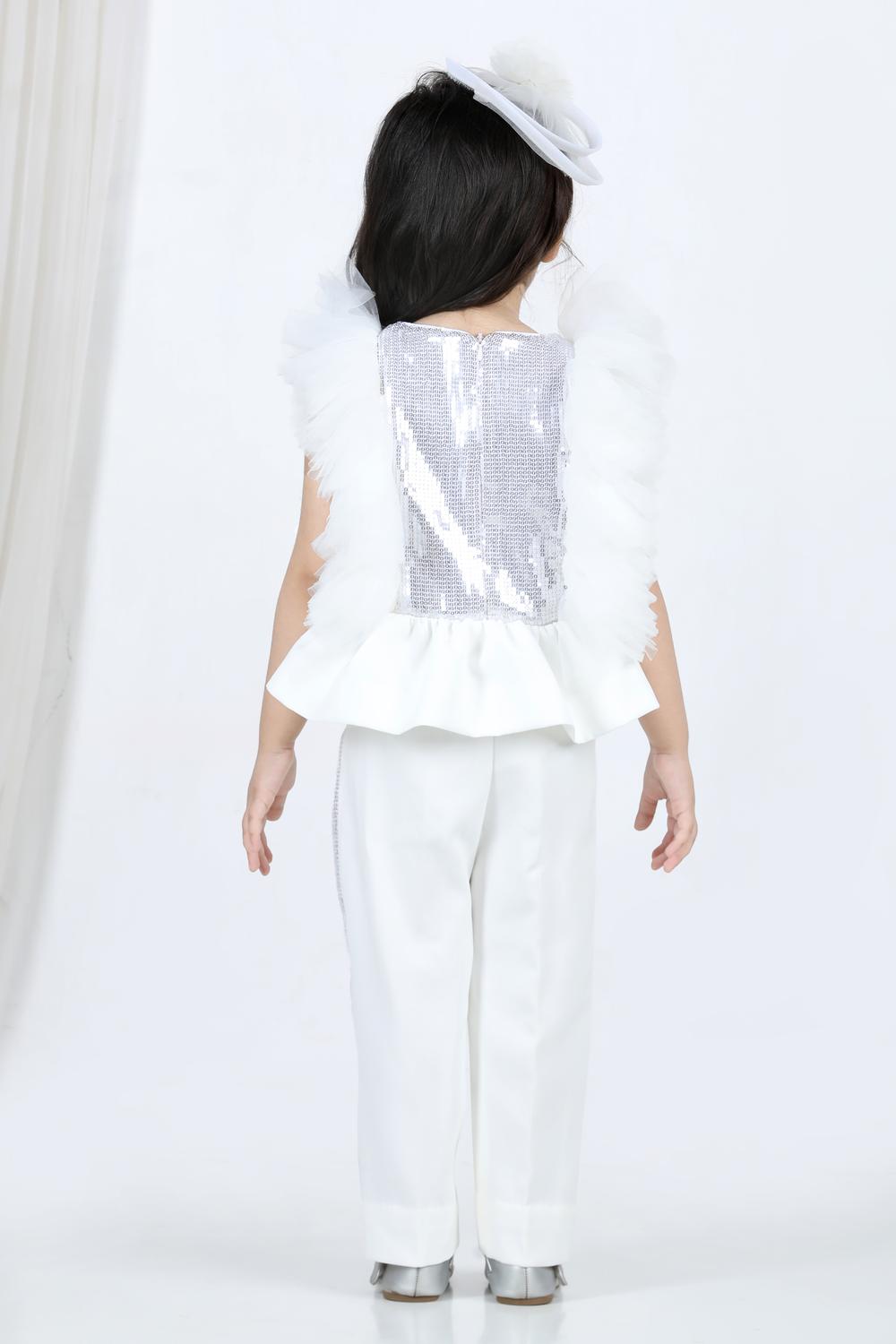 Peplum Top And Pants With Sequin Detailing On Empire And Pants