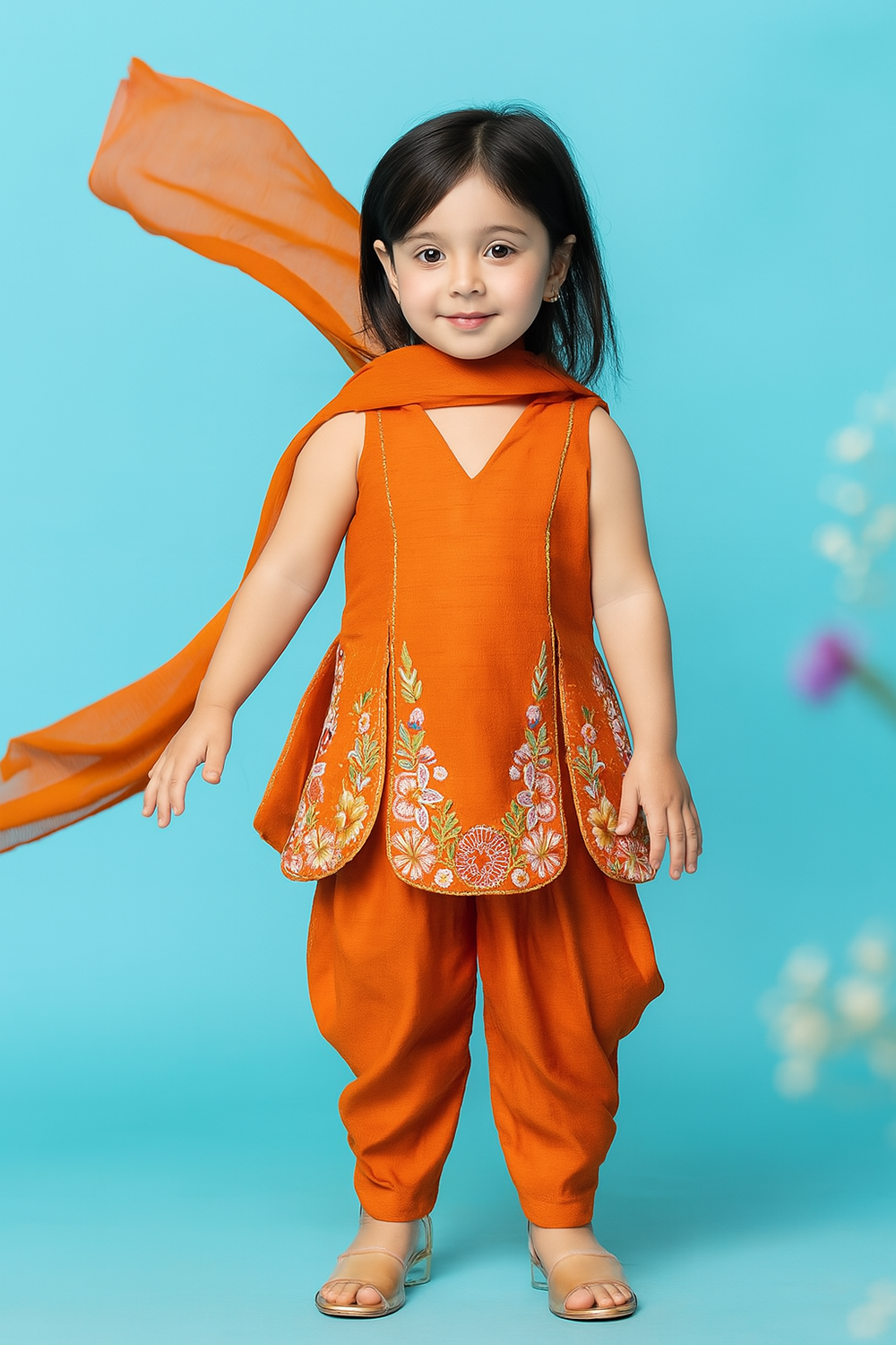 Girls Suit With Salwar And Thread Emnroidery