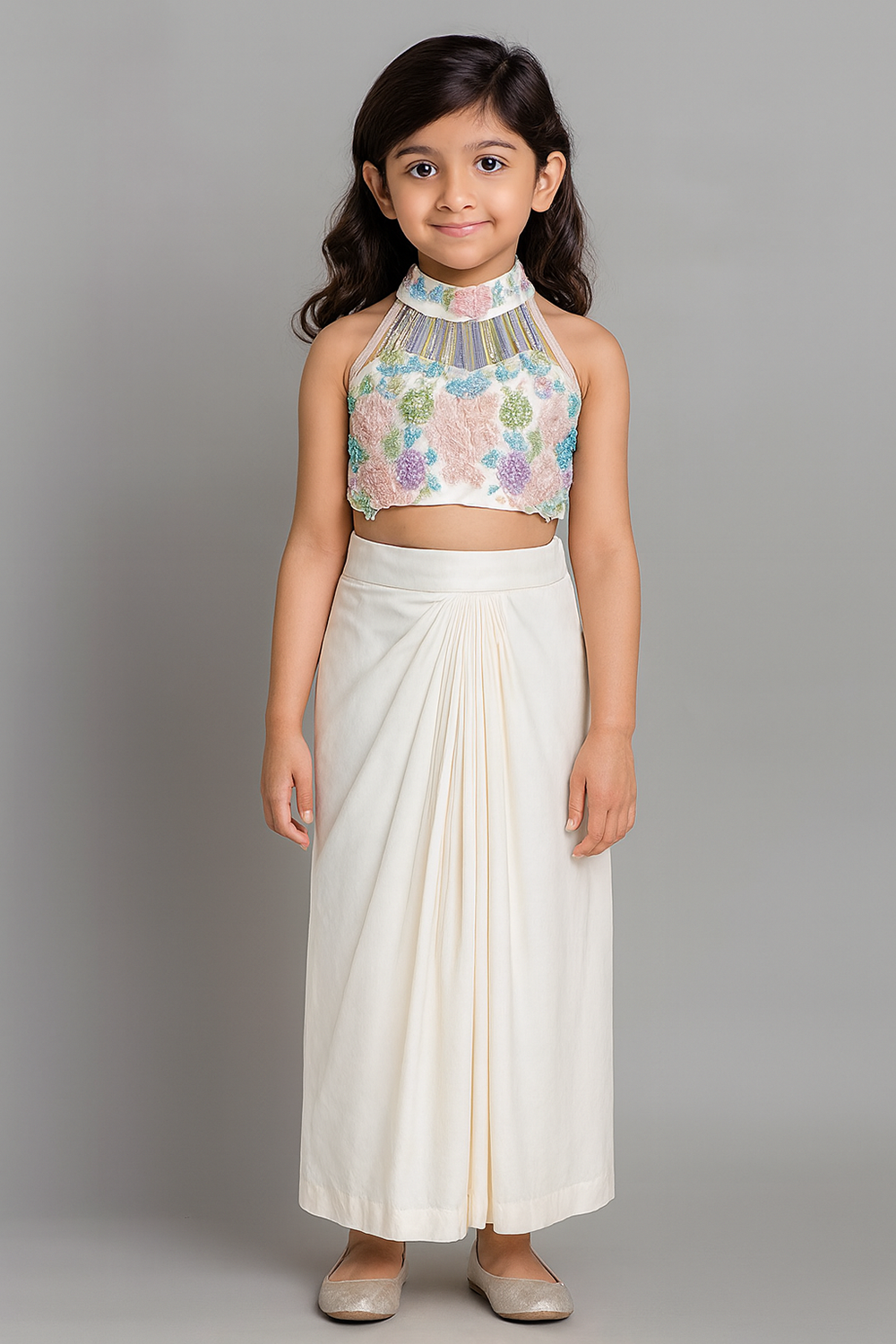 Hand Embroidery Blouse With Skirt