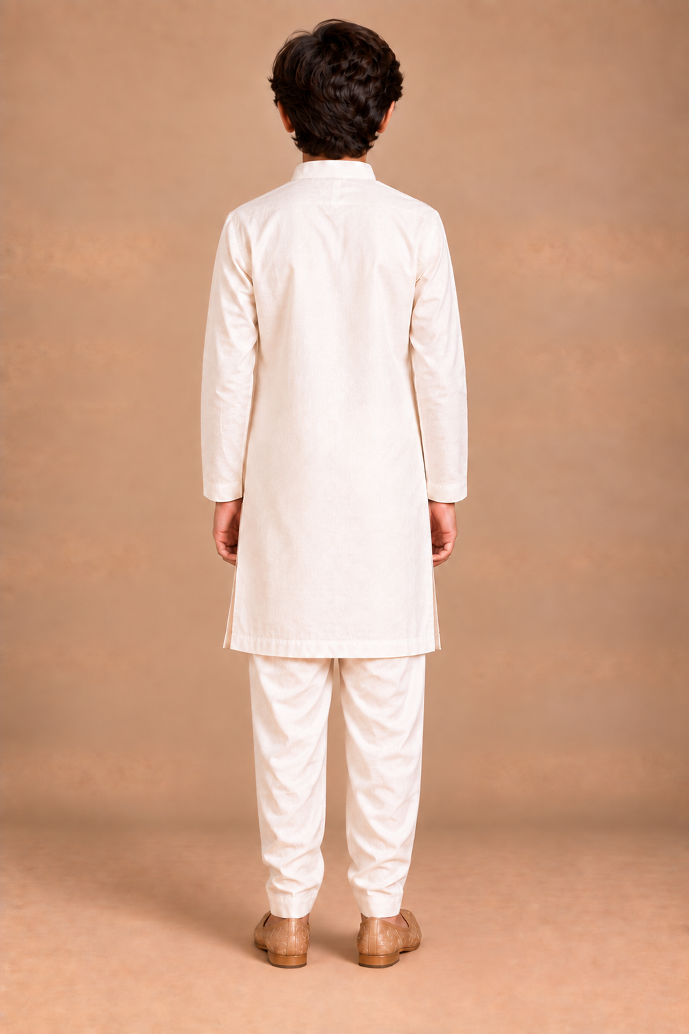 Off - White Kurta Pajama With Vibrant Pink Lotus Embroidery Motif