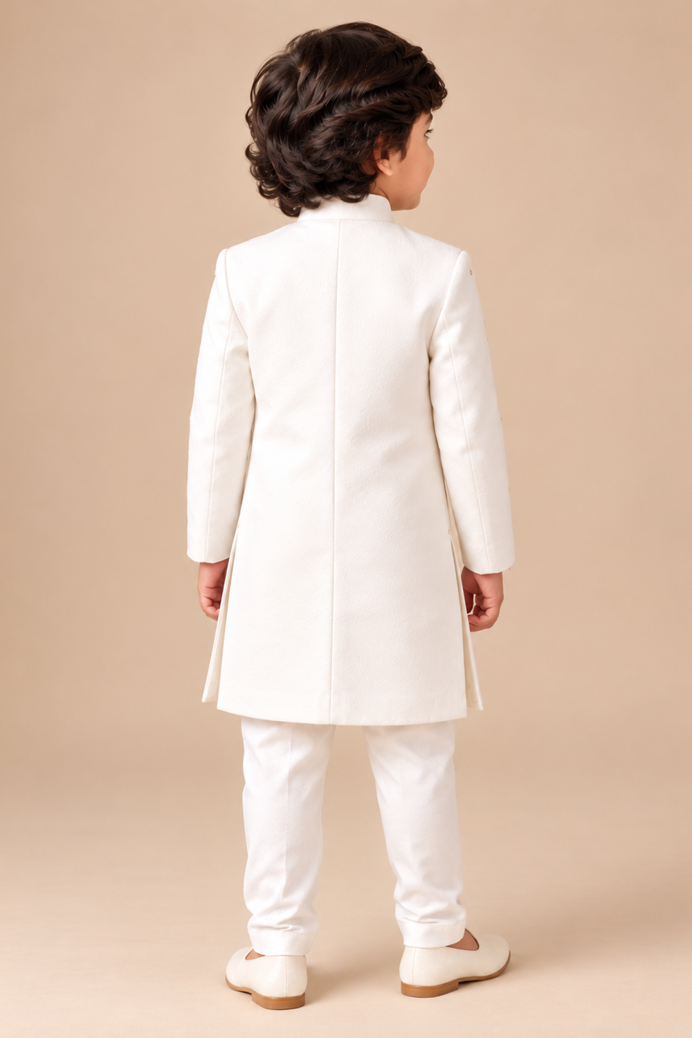 Sherwani Set With Golden Floral Embroidery Paired With Classic Trouser