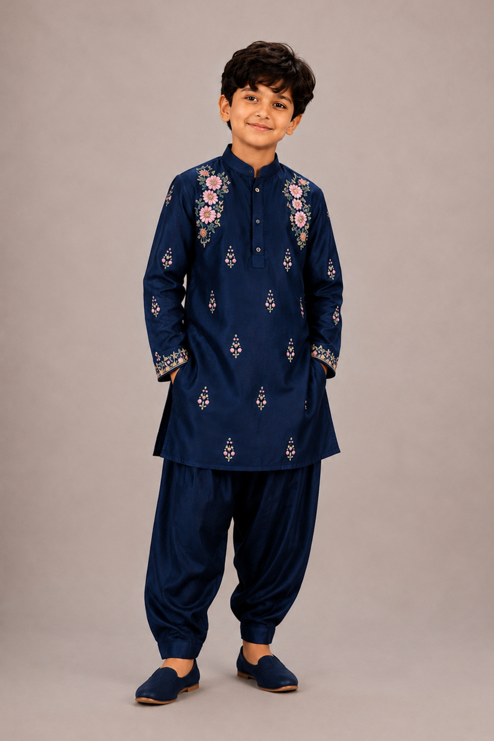 Navy Blue Kurta Paired with Salwar