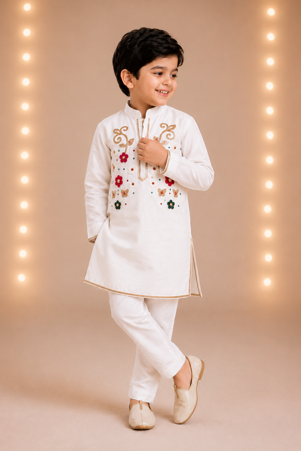 Multi- Colored Embroidered Kurta Set