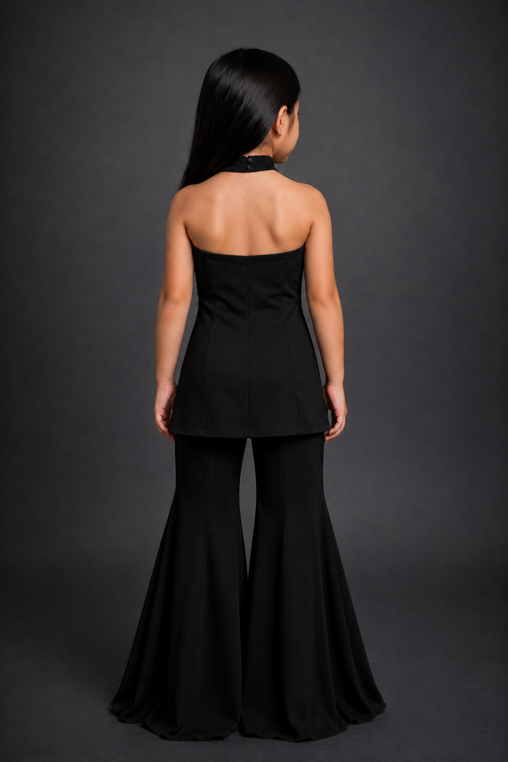 Black Embellished Suit with Halter Neck Suit and Gharara