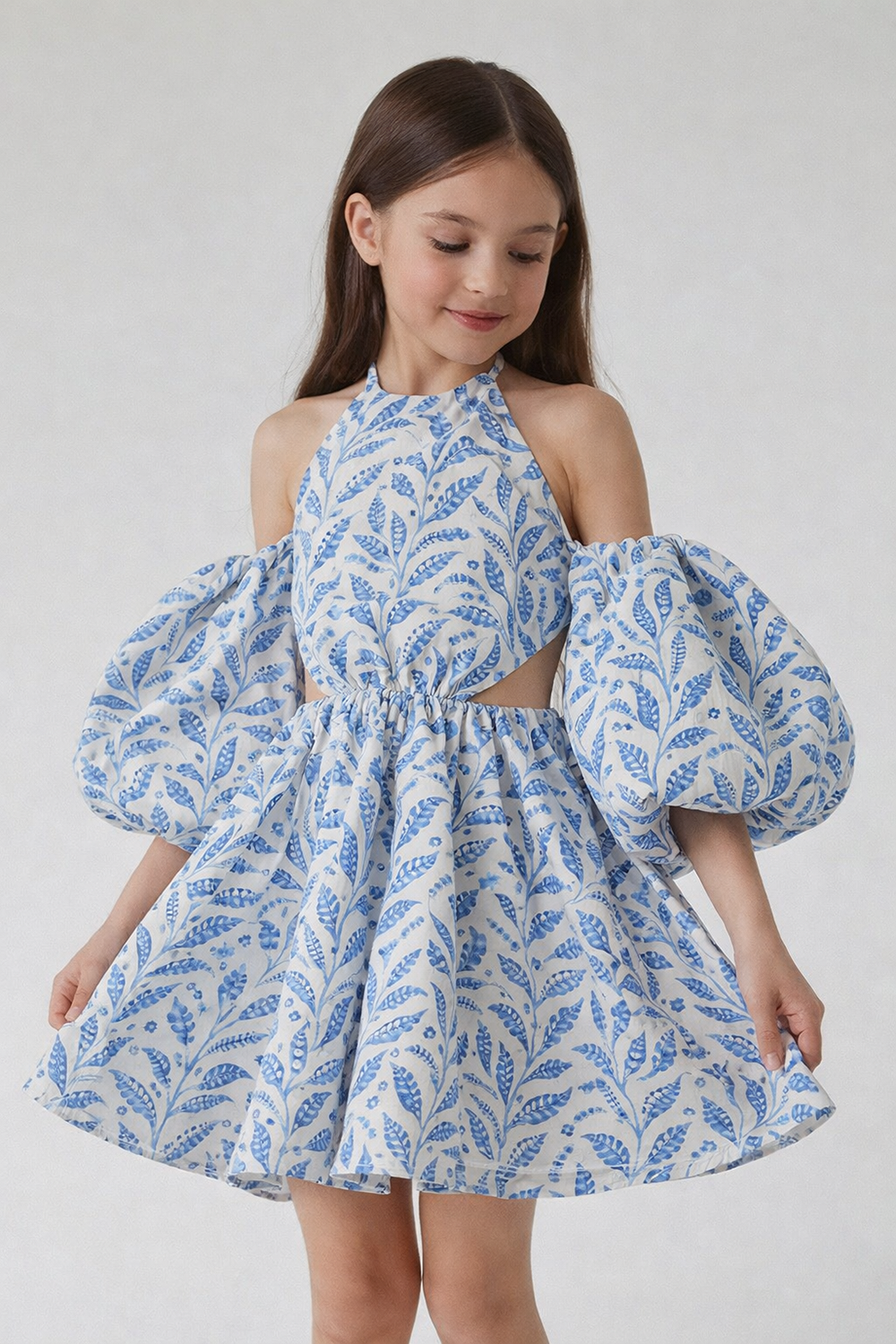 Blue Cotton Printed Dress