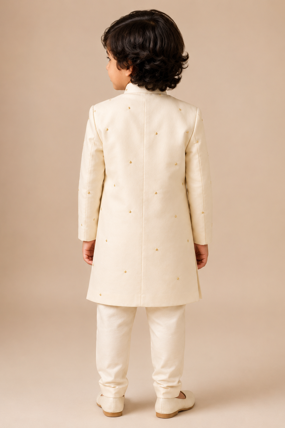 Boys Ajkan With Handcrafted Floral Detailing
