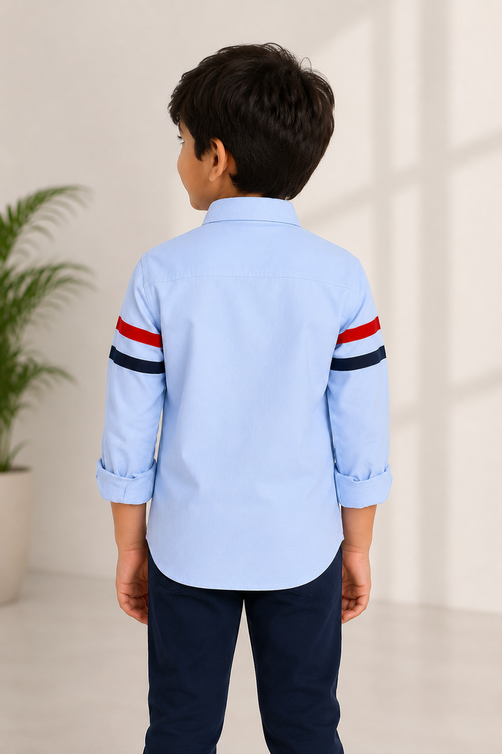 Boys Casual Shirt With Sporty Stripe Detailing