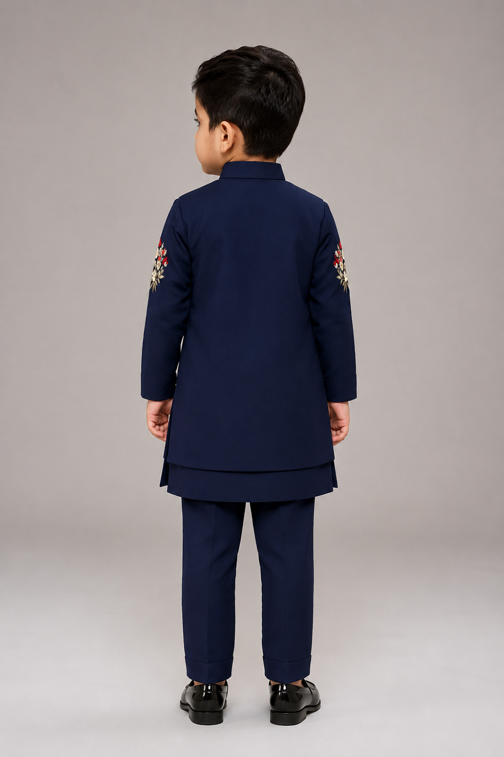 Boys Kurta Pajama With Handcrafted Floral Embroidery Jacket