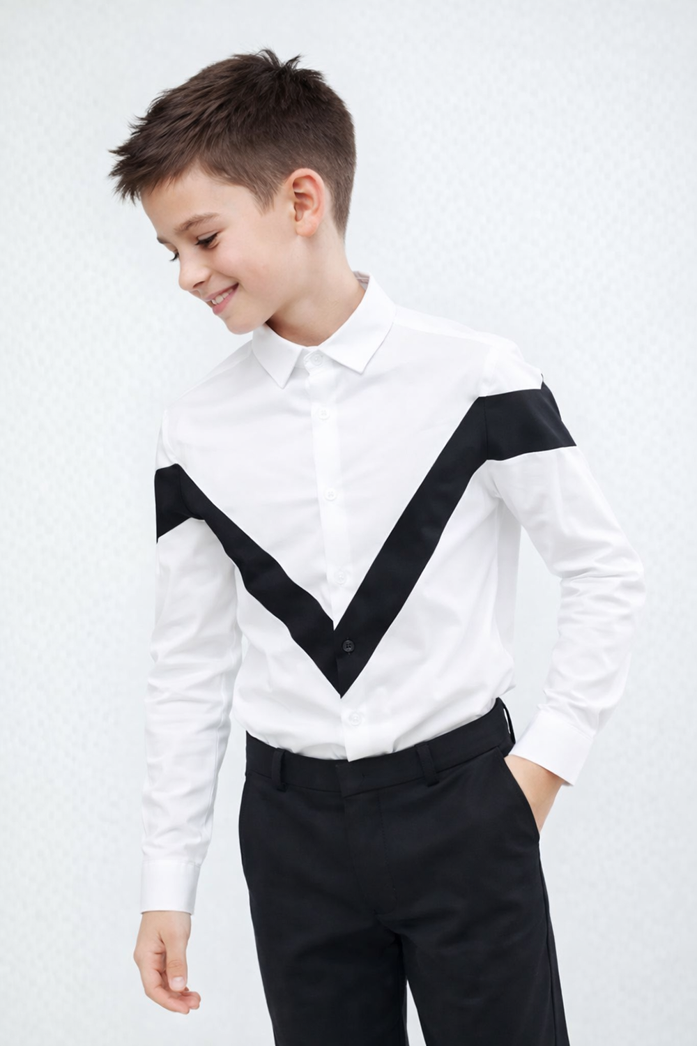 Boys Shirt With Bold V Panel Detailing