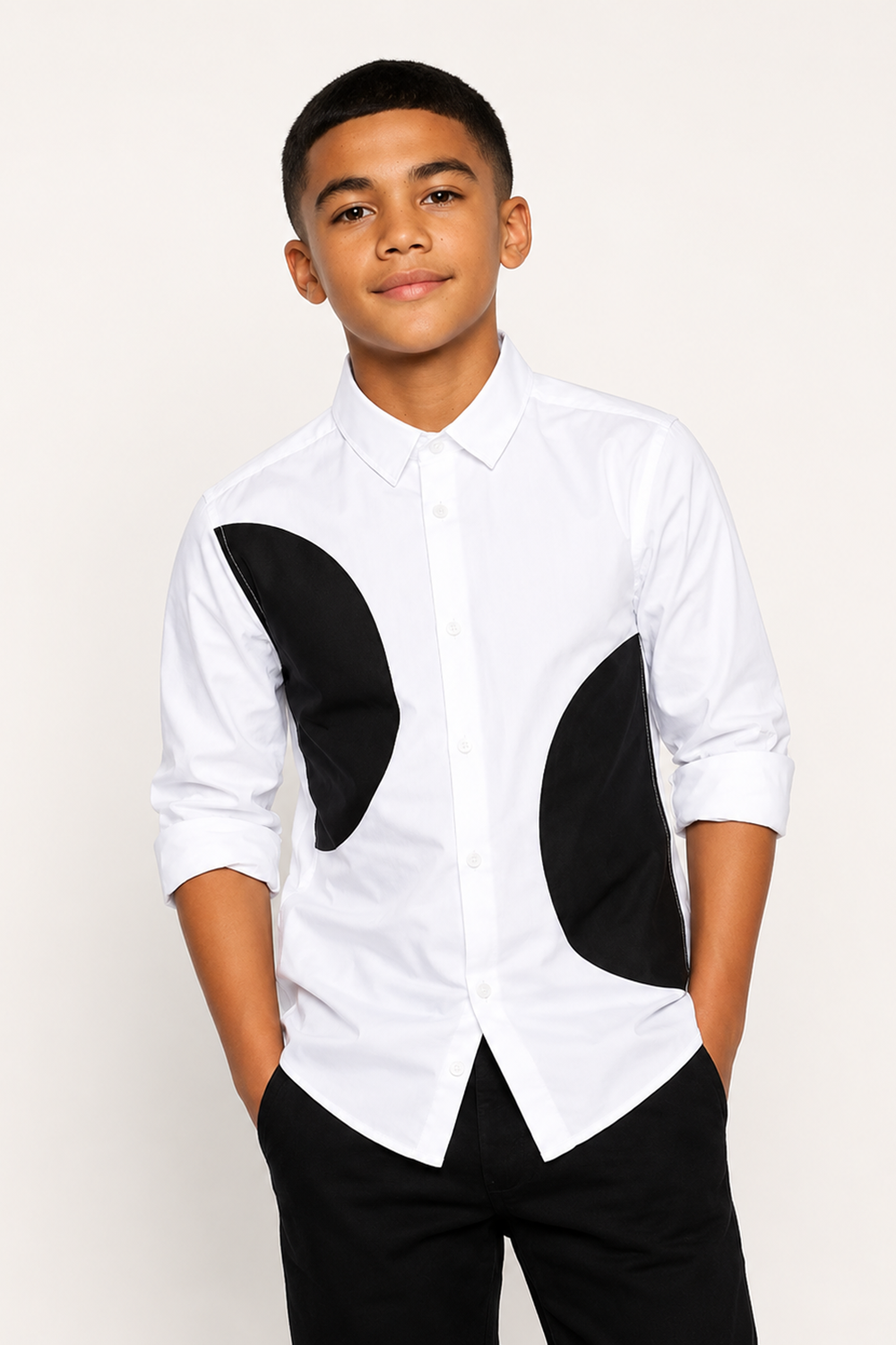 Boys Shirt With Modern Applique Panel Detailing