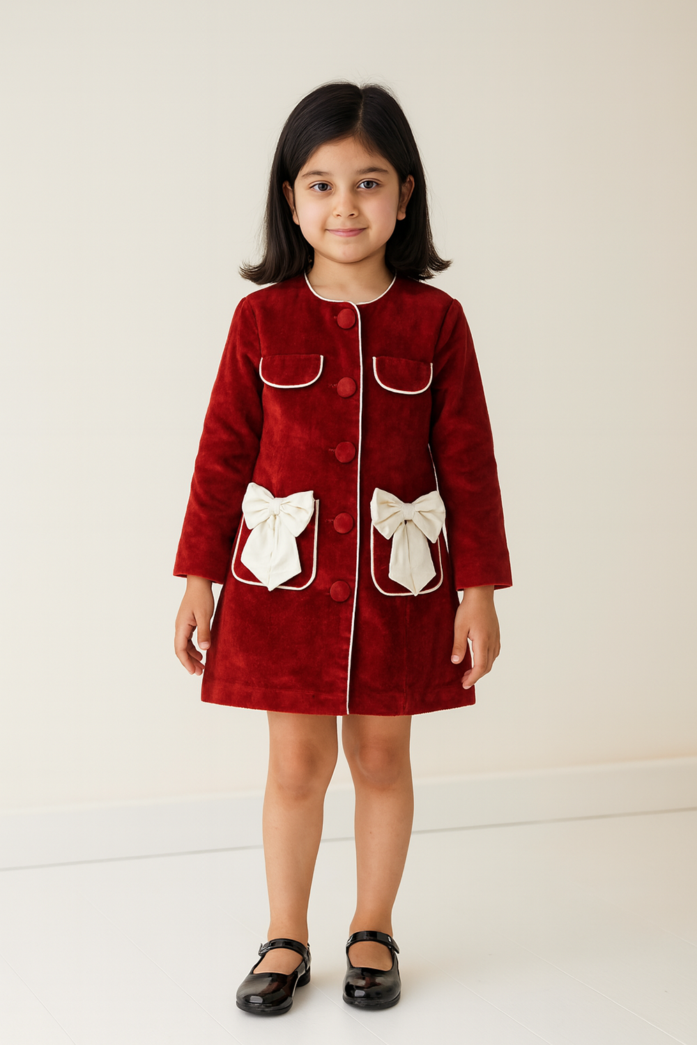 Coat dress with bow detailing