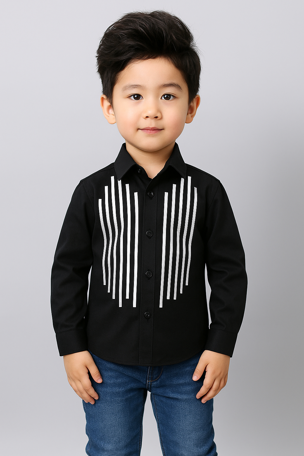 Black Shirt with Silver Lacework