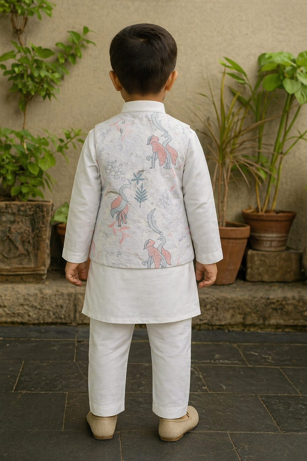 Kurta Pajama with Front Open Sleeveless Jacket