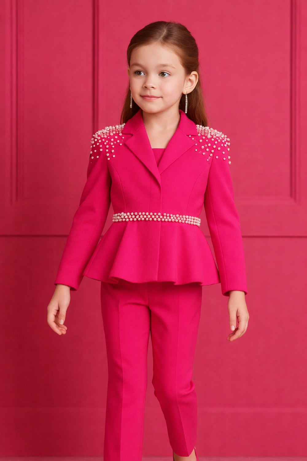 Pink Coord Set with Pearl Embroidery