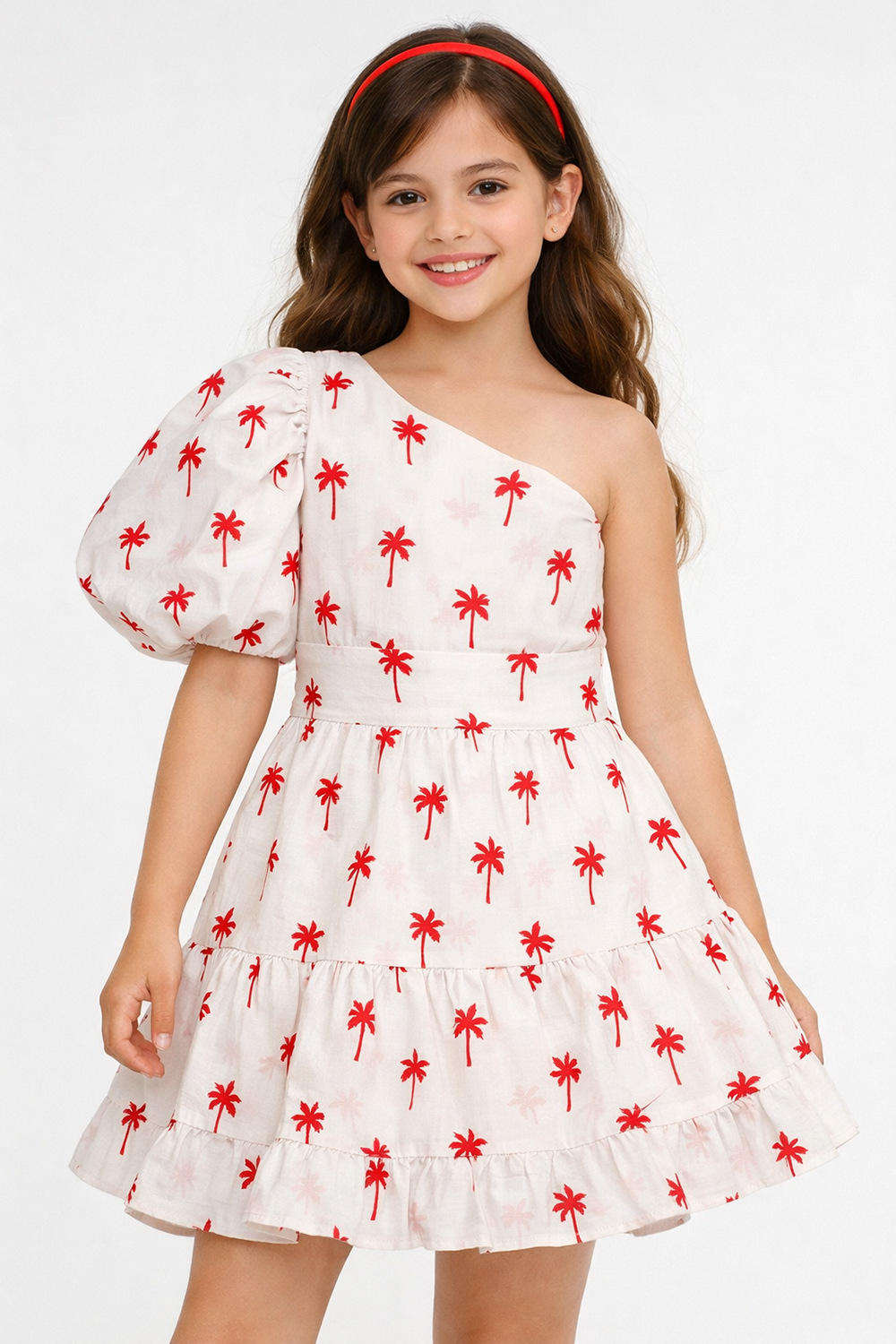 Red & White Cotton Printed Dress