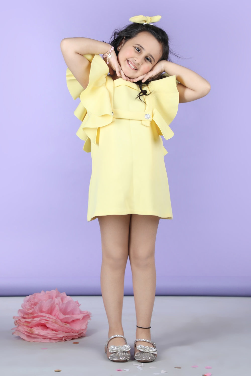 A Line Dress Embllished With Wavy Flaps