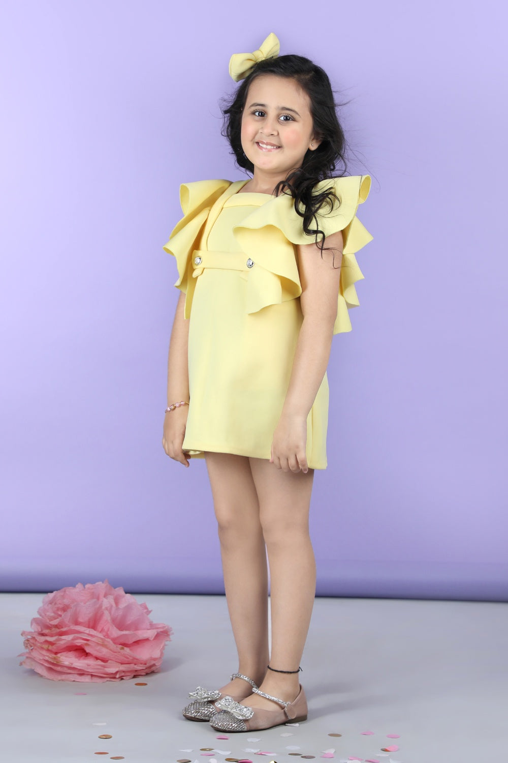 A Line Dress Embllished With Wavy Flaps