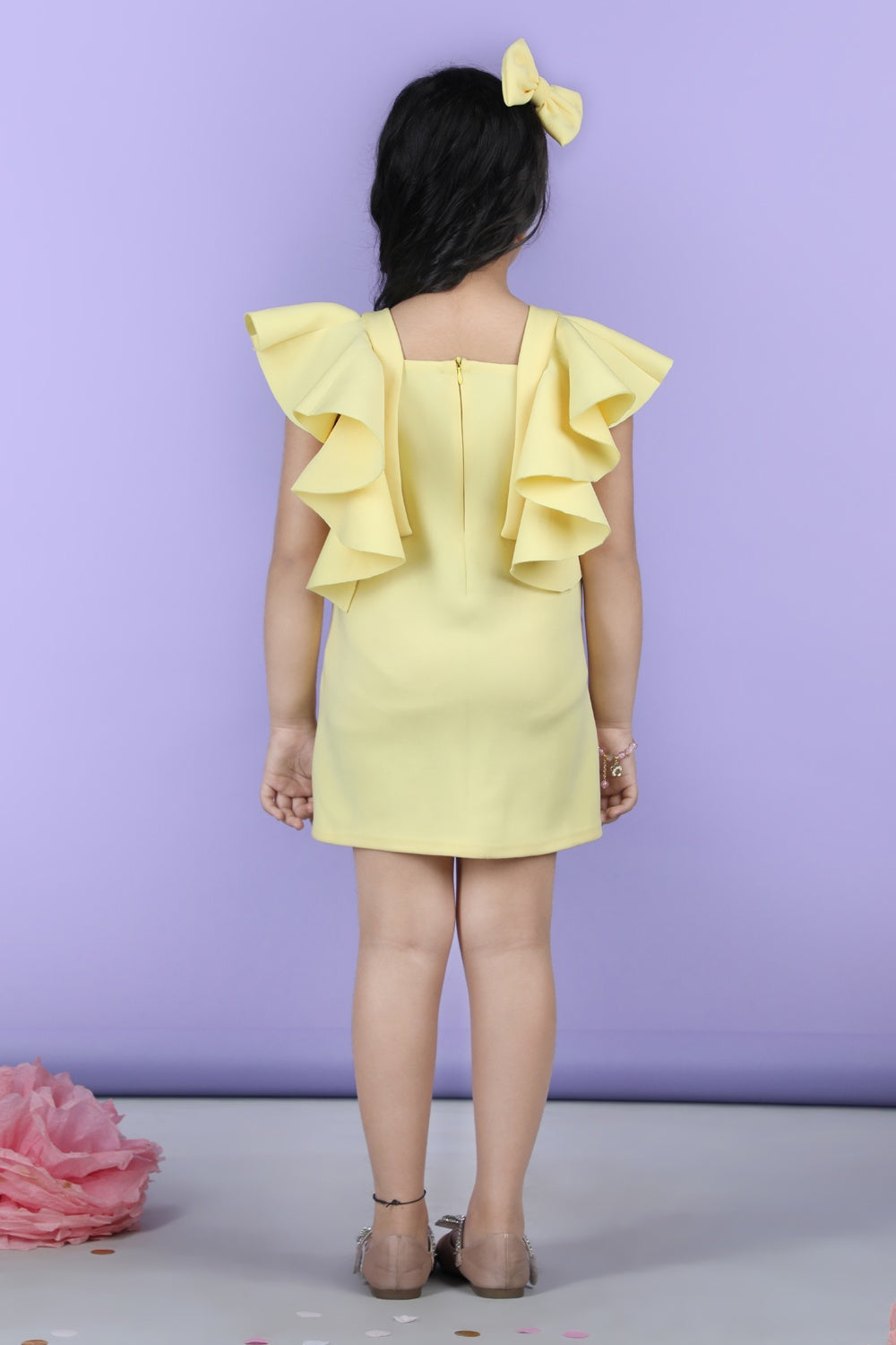 A Line Dress Embllished With Wavy Flaps