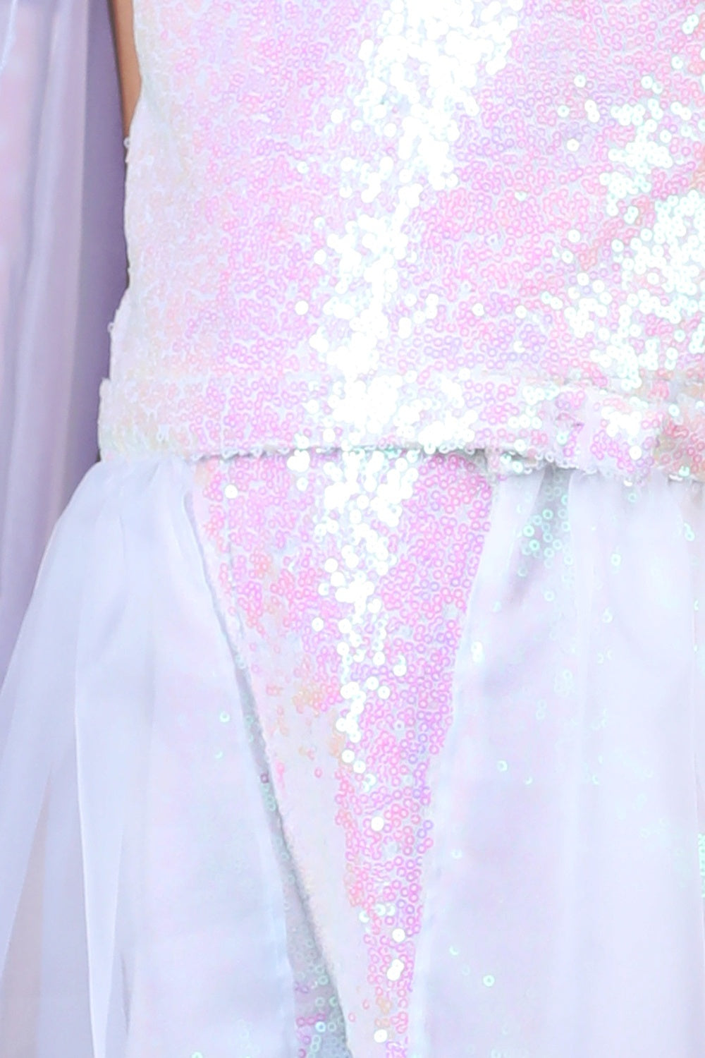 Rainbow Sequin Jumpsuit With One Side Strap And Detachable Skirt