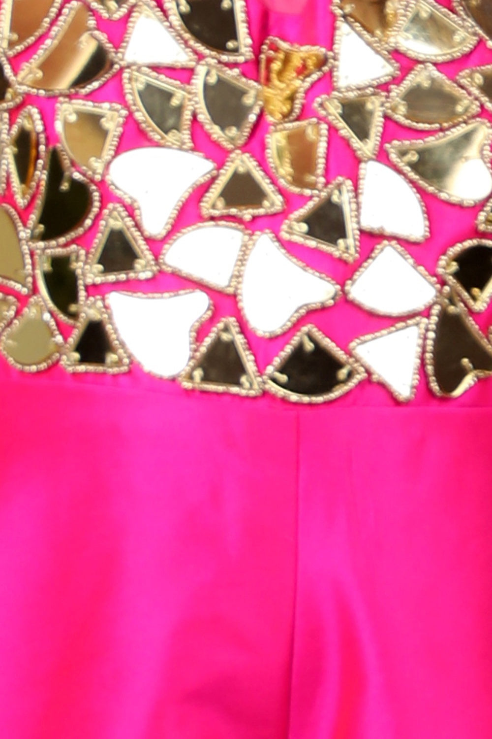 Jumpsuit Embllished With Mirror Acrylic Bordered With Golder Beads