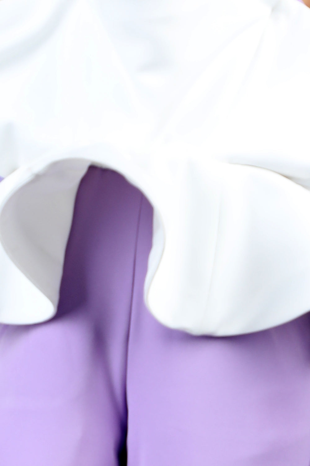 Two Color Jumpsuit With Flared Bottom