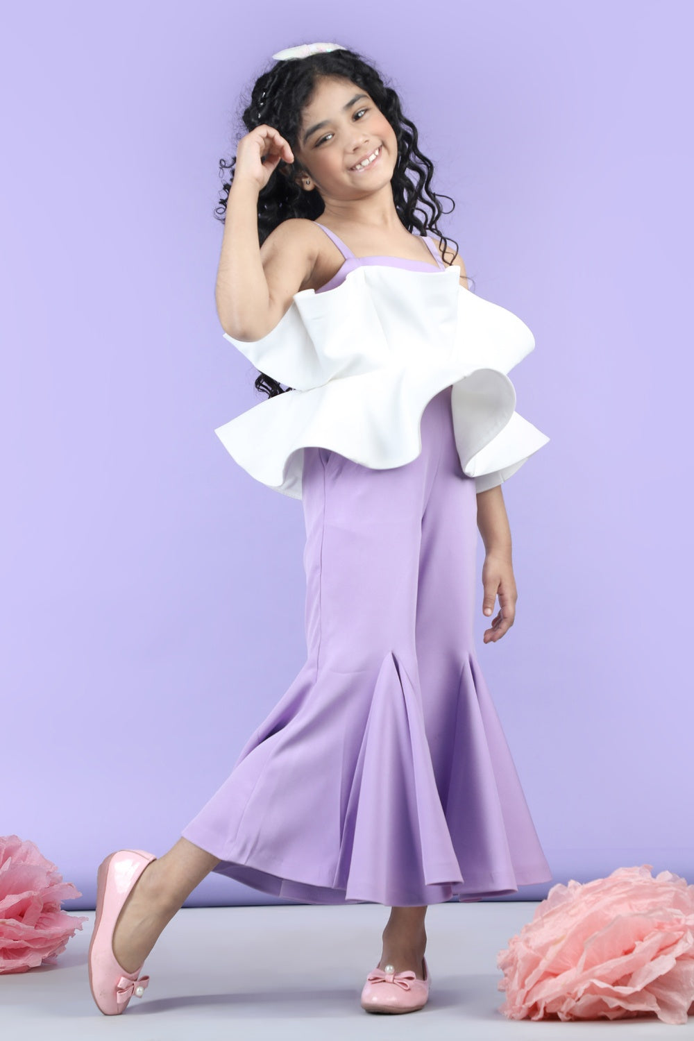 Two Color Jumpsuit With Flared Bottom