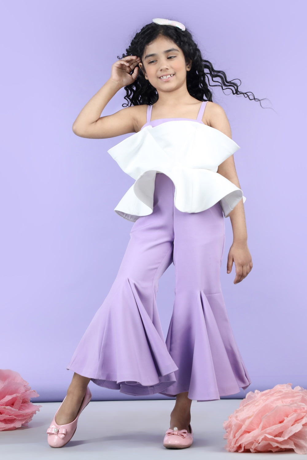 Two Color Jumpsuit With Flared Bottom