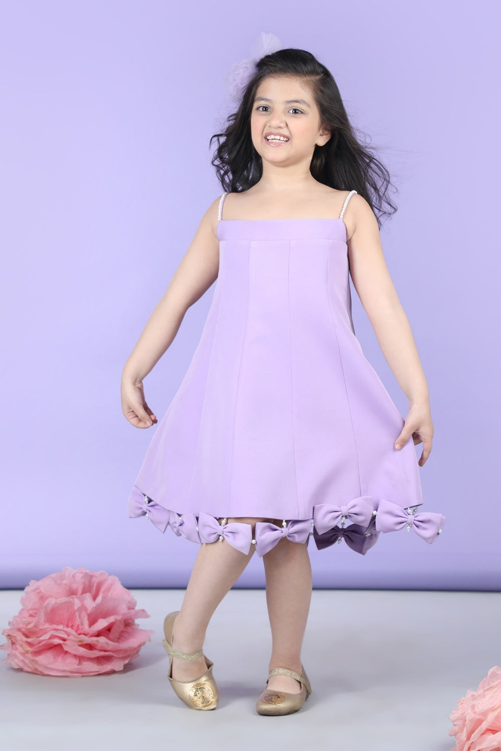 A Line Dress Embllished With Bow All Over The Flair