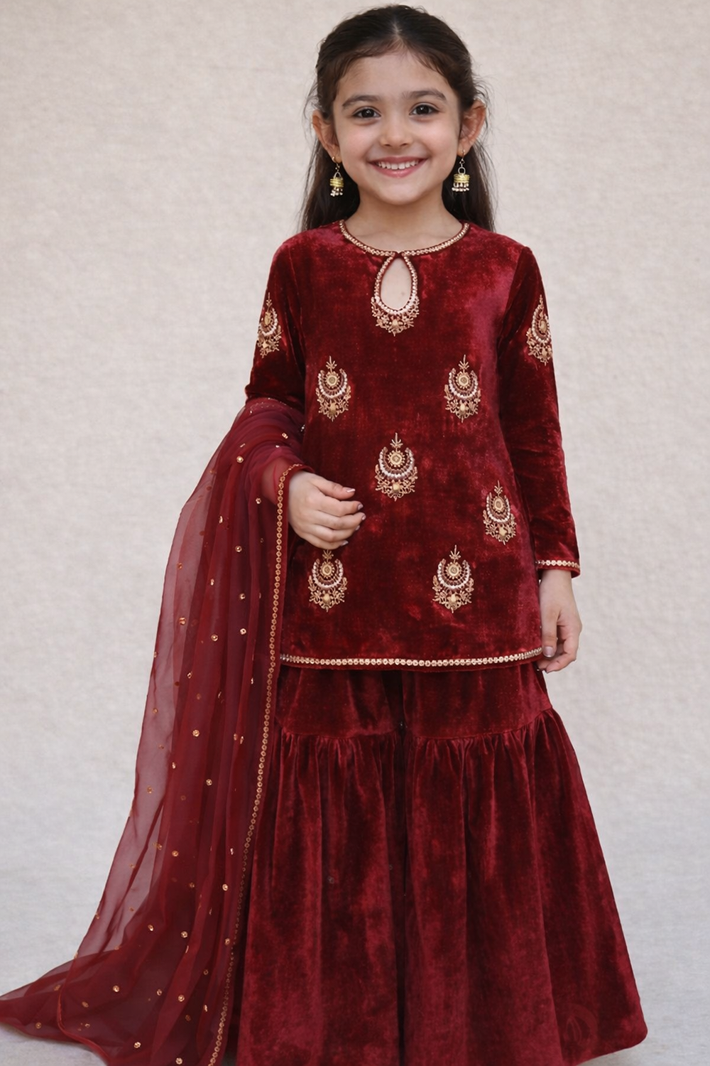 Suit with Hand Embroidery and Gharara