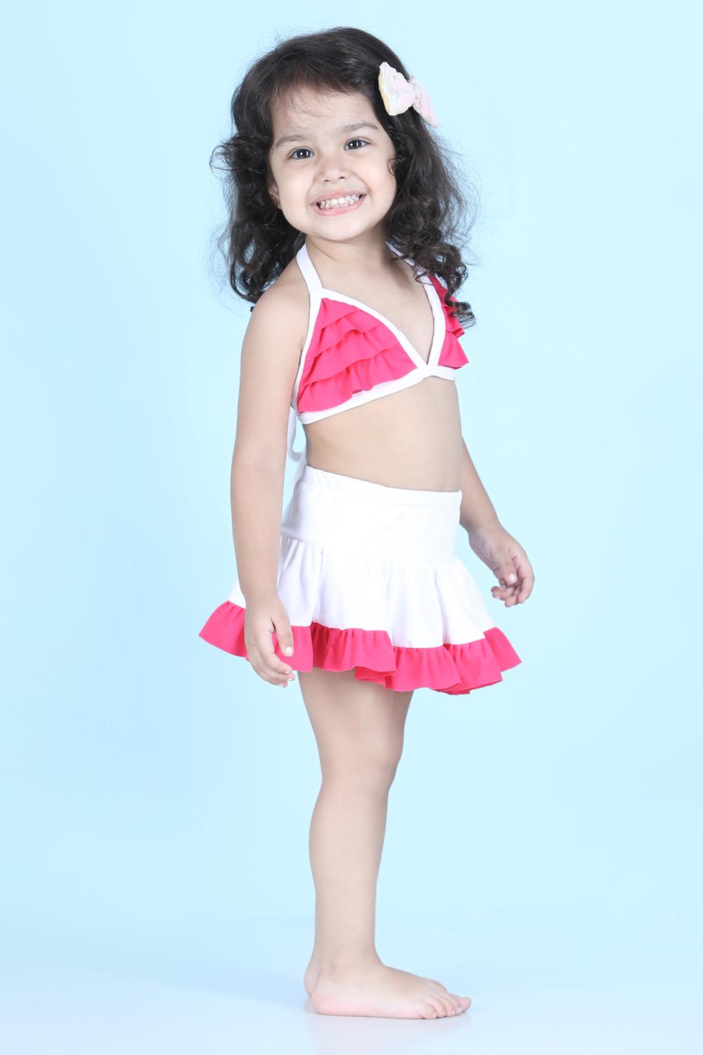 Two Piece Costume With Back Knot Ans Skirt