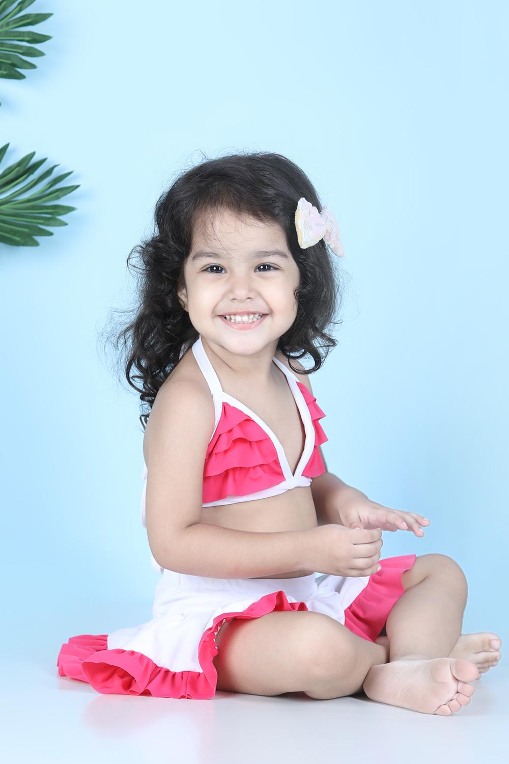 Two Piece Costume With Back Knot Ans Skirt