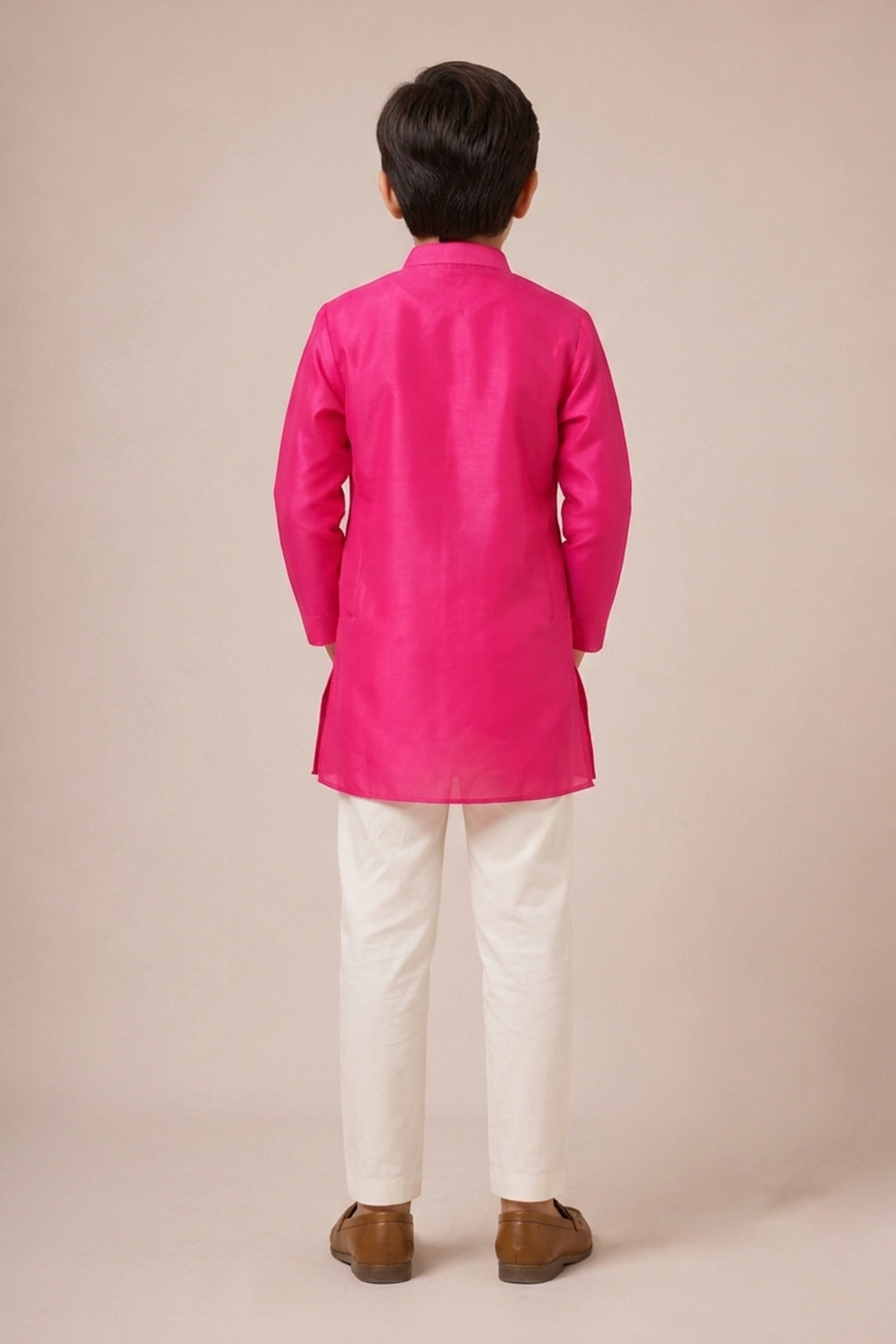 Vibrant Hot Pink Embroidered Kurta Paired With White Pants