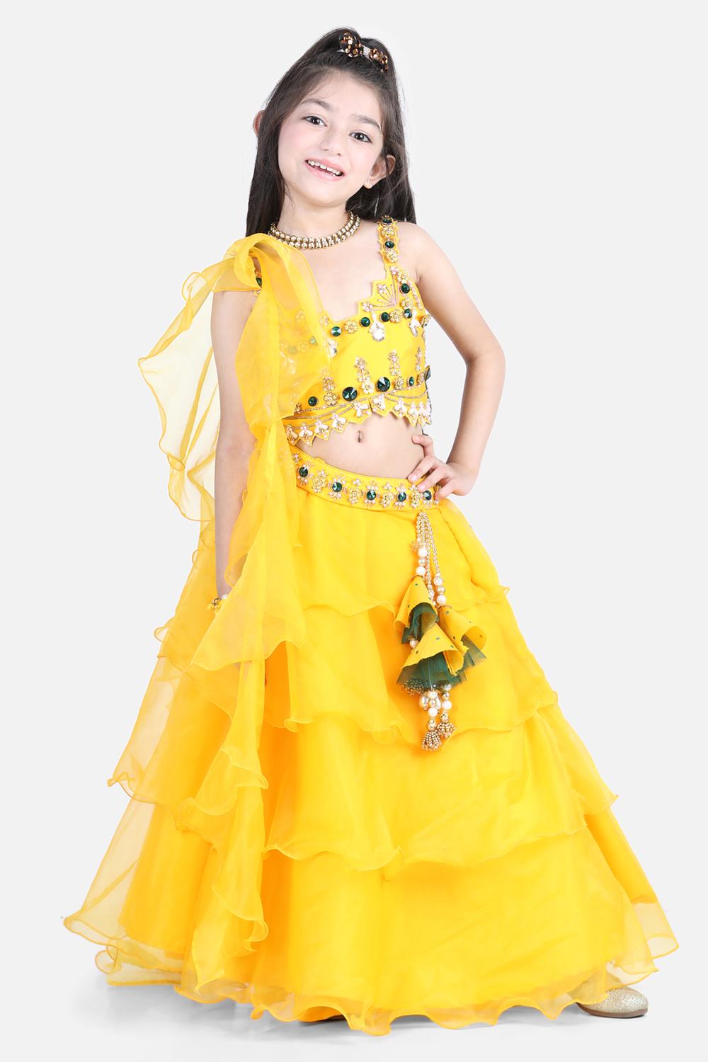 Orgenza Lehnga With Silk Blend Lineing,Prgenza Chunni With Ruffles,Choli With Hand Embroidry