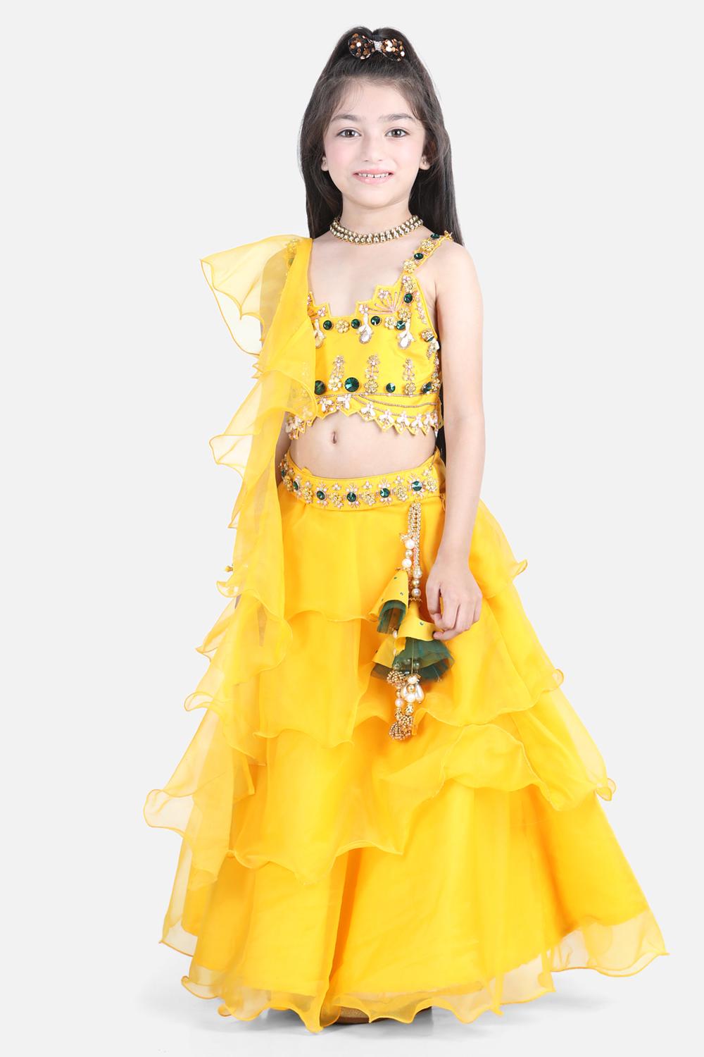 Orgenza Lehnga With Silk Blend Lineing,Prgenza Chunni With Ruffles,Choli With Hand Embroidry