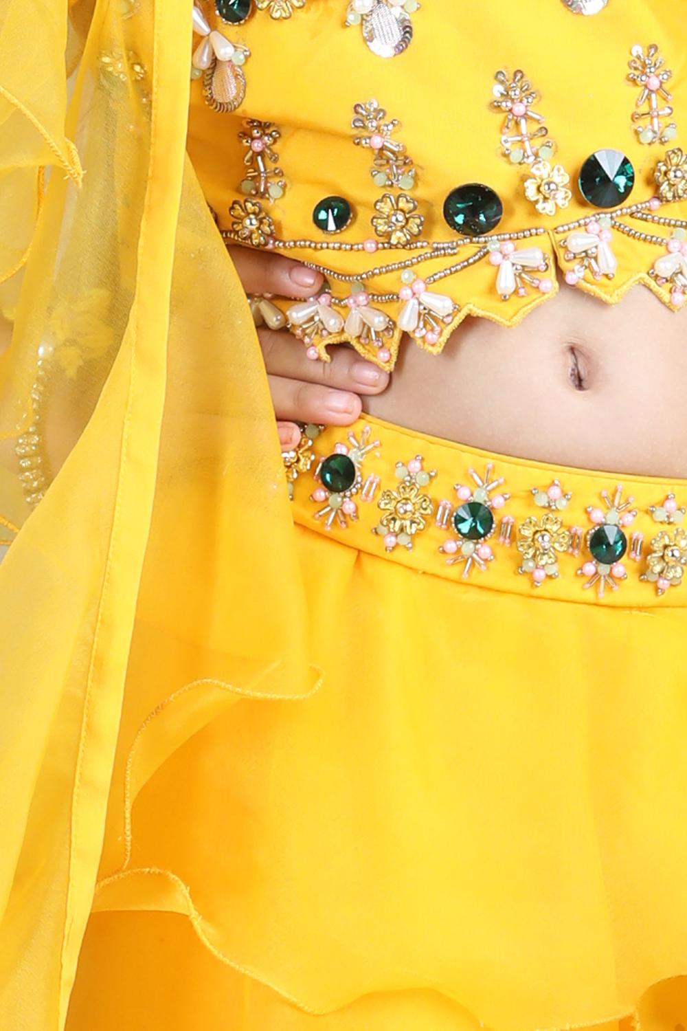 Orgenza Lehnga With Silk Blend Lineing,Prgenza Chunni With Ruffles,Choli With Hand Embroidry